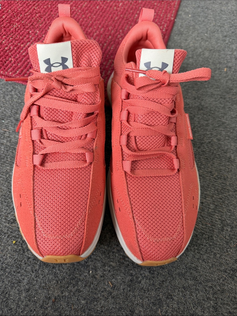 Under Armour Coral-Red Mesh Athletic Sneakers